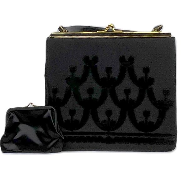 Vintage 1960’s Flocked Silk Handbag by Bienen-Davis - Picture 4 of 9